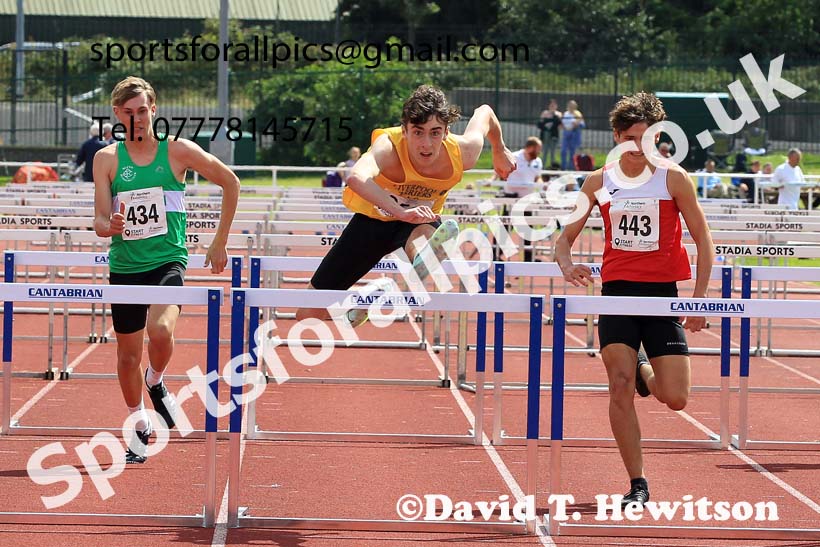 Mens Under-17s 100 metres hurdles, 2023 Northern Under-13s, Under-15s and Under-17s, Middlesbrough.  Photo: David T. Hewitson/Sports for All Pics